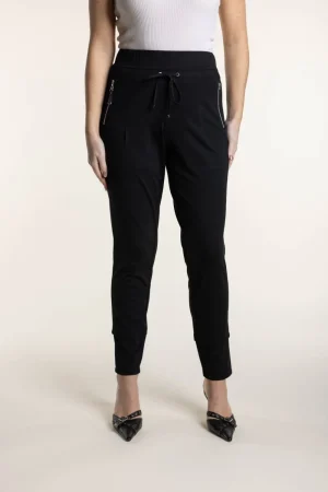 Two T's PANTS|Ponte Panelled Legging | Black