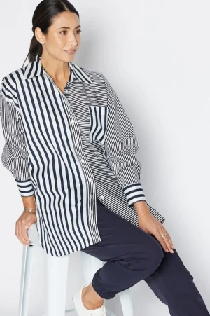 Philosophy TEES & TOPS & SHIRTS|Port Multi Stripe Shirt | Navy/White