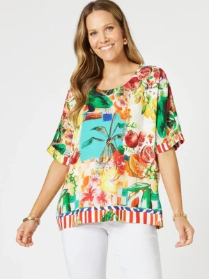 Clarity TEES & TOPS & SHIRTS|Positano Shell Top | Orange Multi