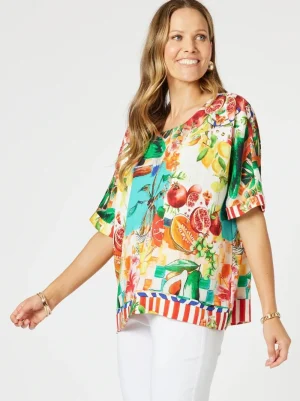 Clarity TEES & TOPS & SHIRTS|Positano Shell Top | Orange Multi