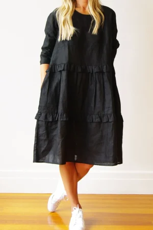 Who's charlie DRESSES|Rosie Linen Dress | Black
