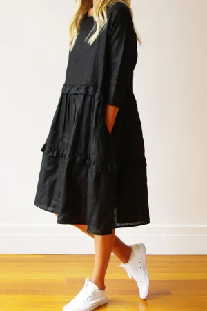 Who's charlie DRESSES|Rosie Linen Dress | Black