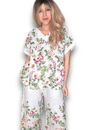 Shop 12 Bendigo TEES & TOPS & SHIRTS|Ruby Blossom Top | White