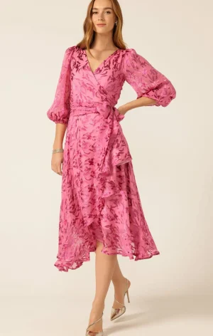 Sacha Drake DRESSES|Sherbet Breeze Midi Wrap Dress | Magenta Botanical