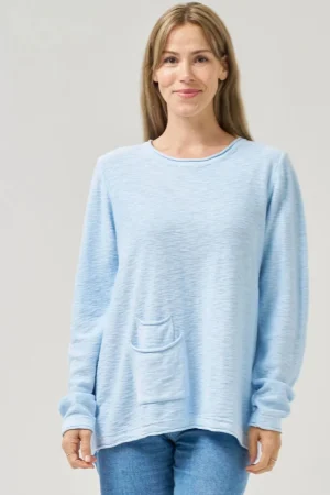 Shop 12 Bendigo JUMPERS & KNITWEAR|Paloma Pocket Knit Top | Ice Blue