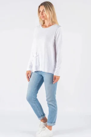 Shop 12 Bendigo JUMPERS & KNITWEAR|Paloma Pocket Knit Top | White