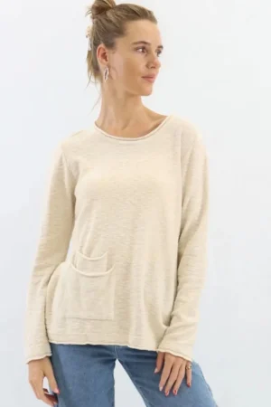 Shop 12 Bendigo JUMPERS & KNITWEAR|Paloma Pocket Knit Top | Beige