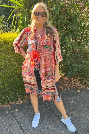 Silvermaple Collection DRESSES|Celeste Button Through Dress | Tequila Sunrise