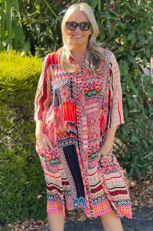 Silvermaple Collection DRESSES|Celeste Button Through Dress | Tequila Sunrise