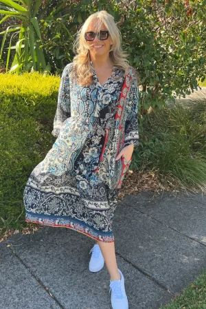 Silvermaple Collection DRESSES|Erin V-Neck Dress | Porcelain Paisley