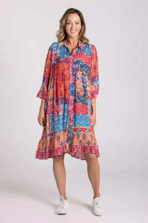 Silvermaple Collection DRESSES|Jocelyn Button Down Dress | Sunset Tapestry