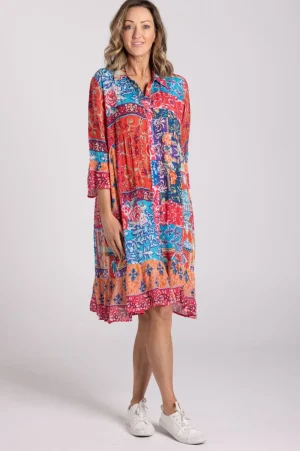Silvermaple Collection DRESSES|Jocelyn Button Down Dress | Sunset Tapestry