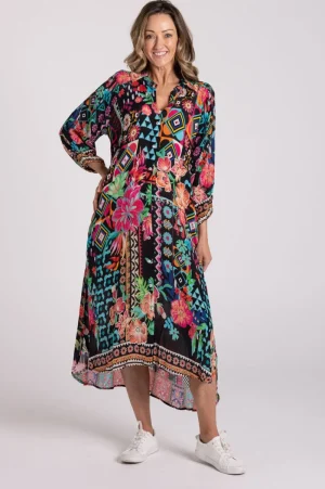 Silvermaple Collection DRESSES|Zara Mandarin Maxi Dress | Twilight Garden