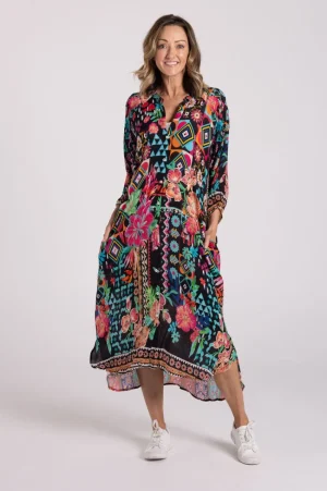 Silvermaple Collection DRESSES|Zara Mandarin Maxi Dress | Twilight Garden