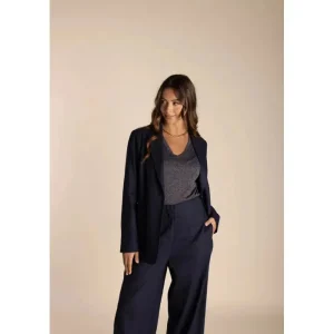 Two T's COATS & JACKETS|Single Breasted Linen Blazer | Black