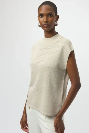 Joseph Ribkoff TEES & TOPS & SHIRTS|Sleeveless Knit Pullover with Detail | Birch/Silver