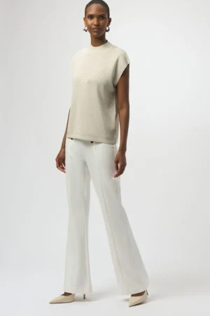 Joseph Ribkoff TEES & TOPS & SHIRTS|Sleeveless Knit Pullover with Detail | Birch/Silver
