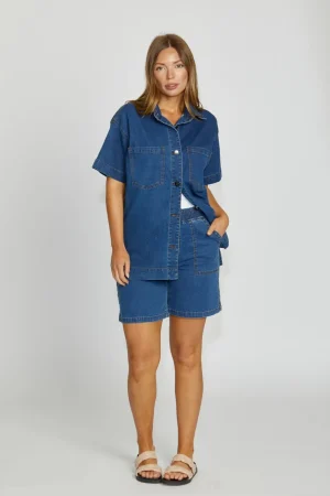 New London Jeans TEES & TOPS & SHIRTS|Strafford Boxy Overshirt | Indigo