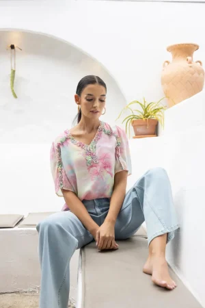 Two T's TEES & TOPS & SHIRTS|Sunset Ruffle Top | Sunset