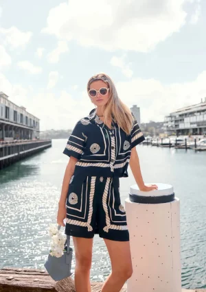 POL Clothing TEES & TOPS & SHIRTS|Tangle Shirt | Black/Pebble