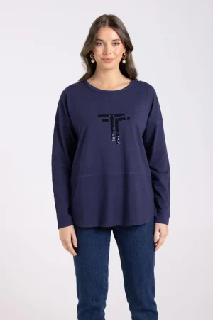 Two T's TEES & TOPS & SHIRTS|Two T's Crew Logo L/S Tee | French Navy