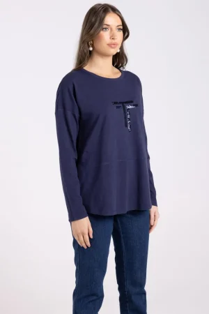 Two T's TEES & TOPS & SHIRTS|Two T's Crew Logo L/S Tee | French Navy