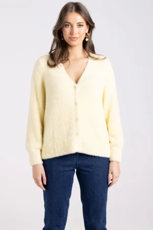 Two T's JUMPERS & KNITWEAR|Two T's Fluffy Cardigan | Sunshine