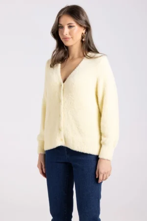 Two T's JUMPERS & KNITWEAR|Two T's Fluffy Cardigan | Sunshine