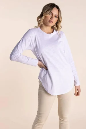 Two T's TEES & TOPS & SHIRTS|Two T's Long Sleeve Crew T-Shirt | White