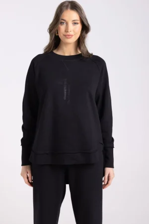 Two T's JUMPERS & KNITWEAR|Two T's Scoop Hem Sweat | Black