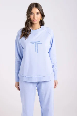 Two T's JUMPERS & KNITWEAR|Two T's Scoop Hem Sweat | Powder Blue