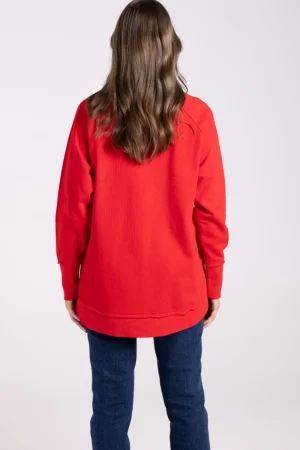 Two T's JUMPERS & KNITWEAR|Two T's Scoop Hem Sweat | Scarlet