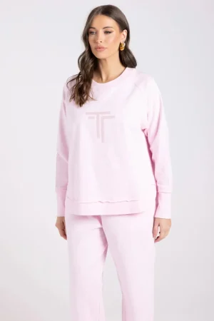 Two T's JUMPERS & KNITWEAR|Two T's Scoop Hem Sweat | Soft Pink