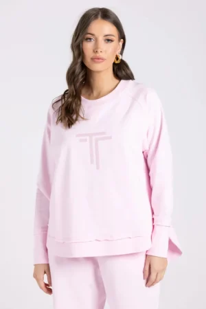 Two T's JUMPERS & KNITWEAR|Two T's Scoop Hem Sweat | Soft Pink