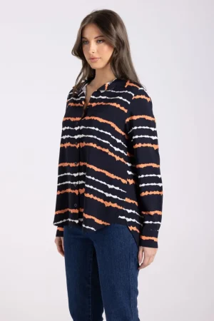 Two T's TEES & TOPS & SHIRTS|Two T's Tie Dye Shirt | French Navy/Tangerine