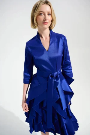 Joseph Ribkoff DRESSES|V Neck Bell Skirted Dress | Royal Saphire