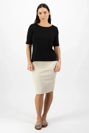 Vassalli TEES & TOPS & SHIRTS|Cuffed Sleeve Top | Black