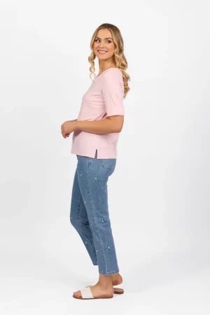 Vassalli TEES & TOPS & SHIRTS|Cuffed Sleeve Top | Pink