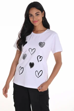 Frank Lyman TEES & TOPS & SHIRTS|White Detail Tee