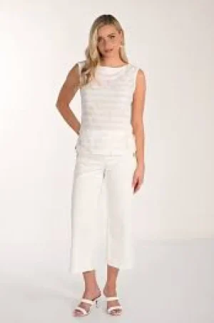 Frank Lyman PANTS|Woven Denim Pant | White